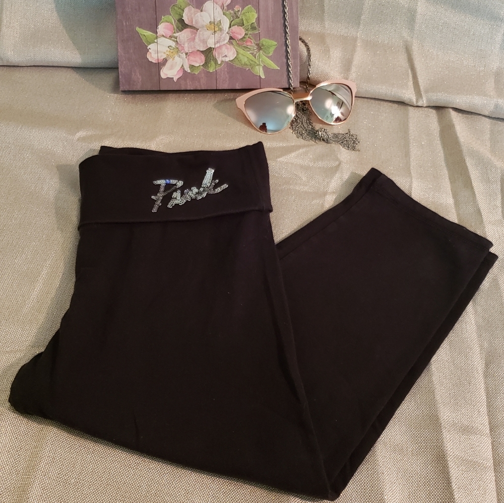 PINK VS Capri Yoga Pants W/ Sequin Lettering
